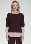 Rabe Boat Neckline Knitted with Metallic Detail Pullover, Brown