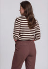 Rabe Contrasting Trim Round Neckline Top, Brown Multi