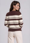 Rabe Striped Knitted with Rhinestone Lettering Jumper, Brown Mutli