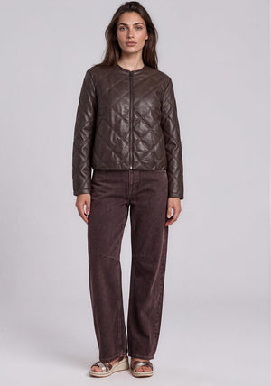 Rabe Quilted Faux Leather Jacket, Brown