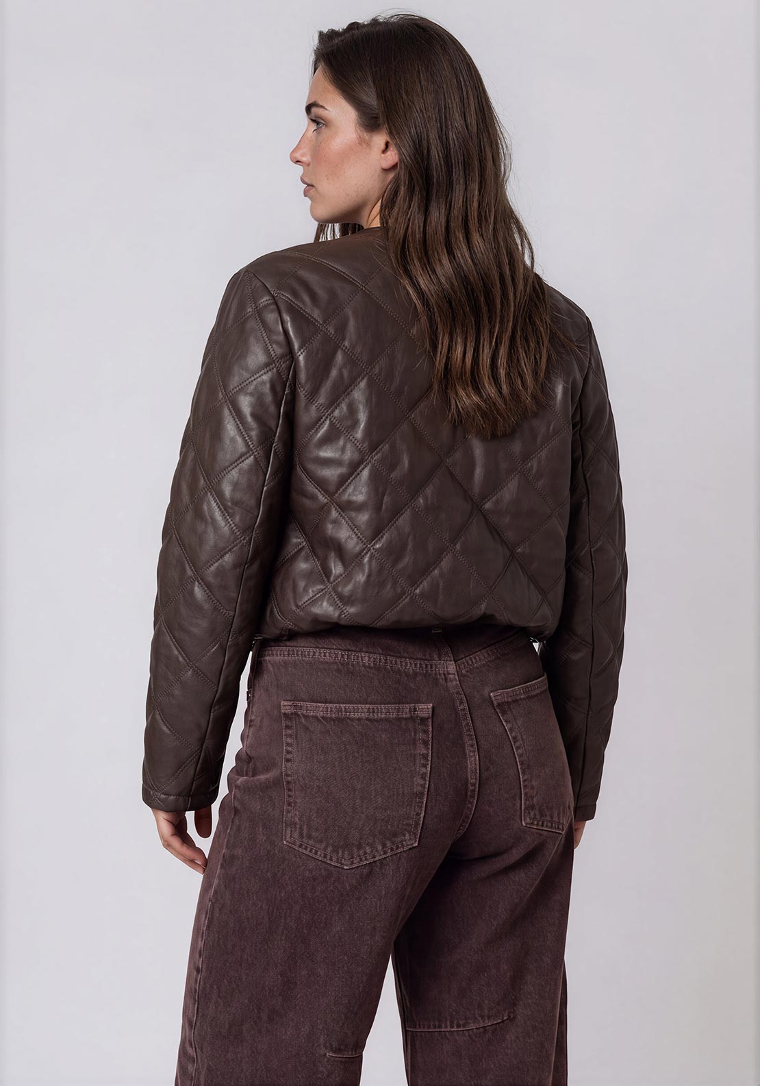 Rabe Quilted Faux Leather Jacket, Brown