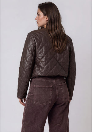 Rabe Quilted Faux Leather Jacket, Brown