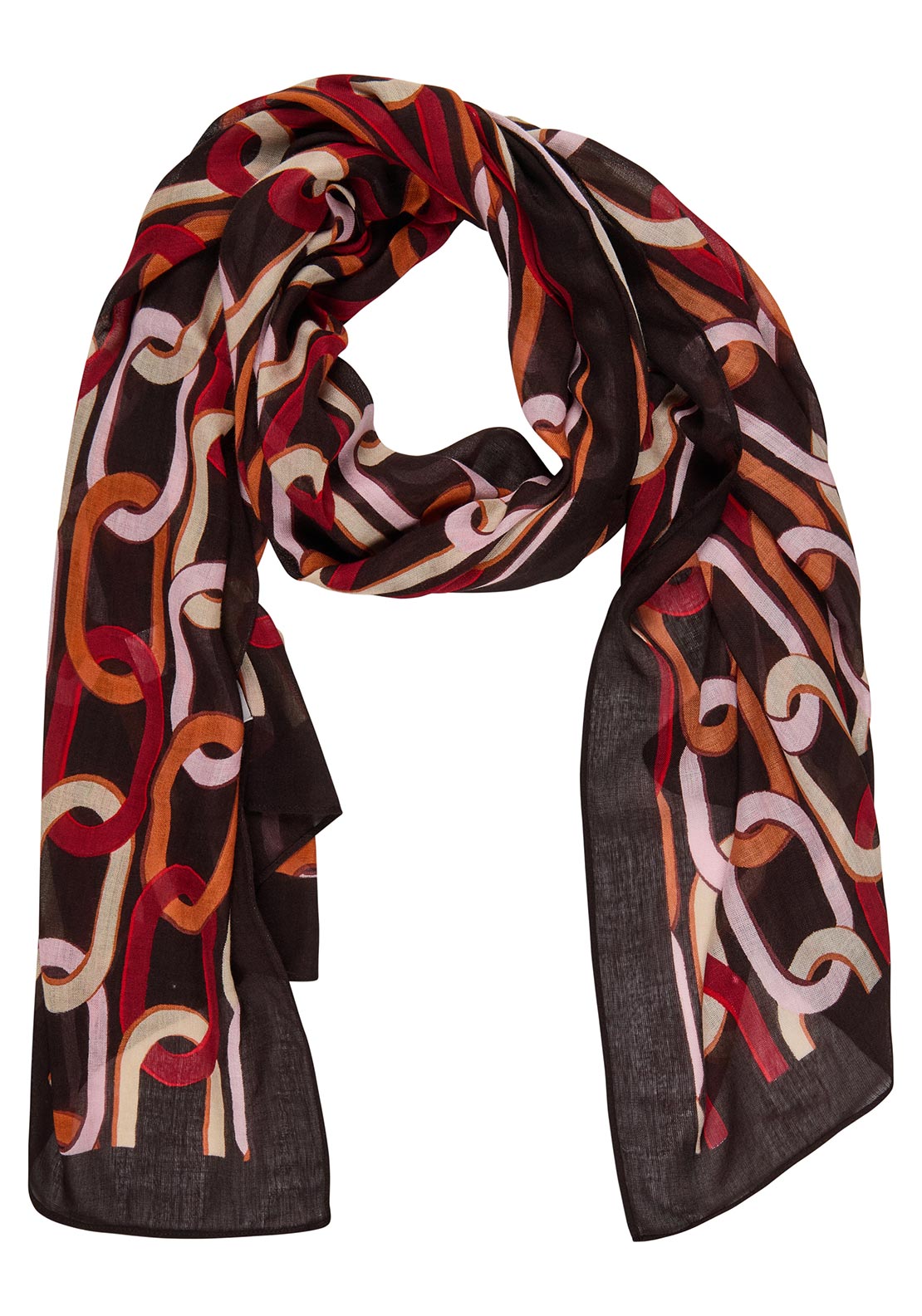 Rabe Geometric Print Scarf, Brown Multi
