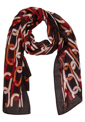 Rabe Geometric Print Scarf, Brown Multi