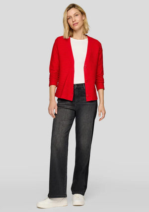 Rabe Ribbed V-Neck Cardigan, Red