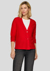Rabe Ribbed V-Neck Cardigan, Red