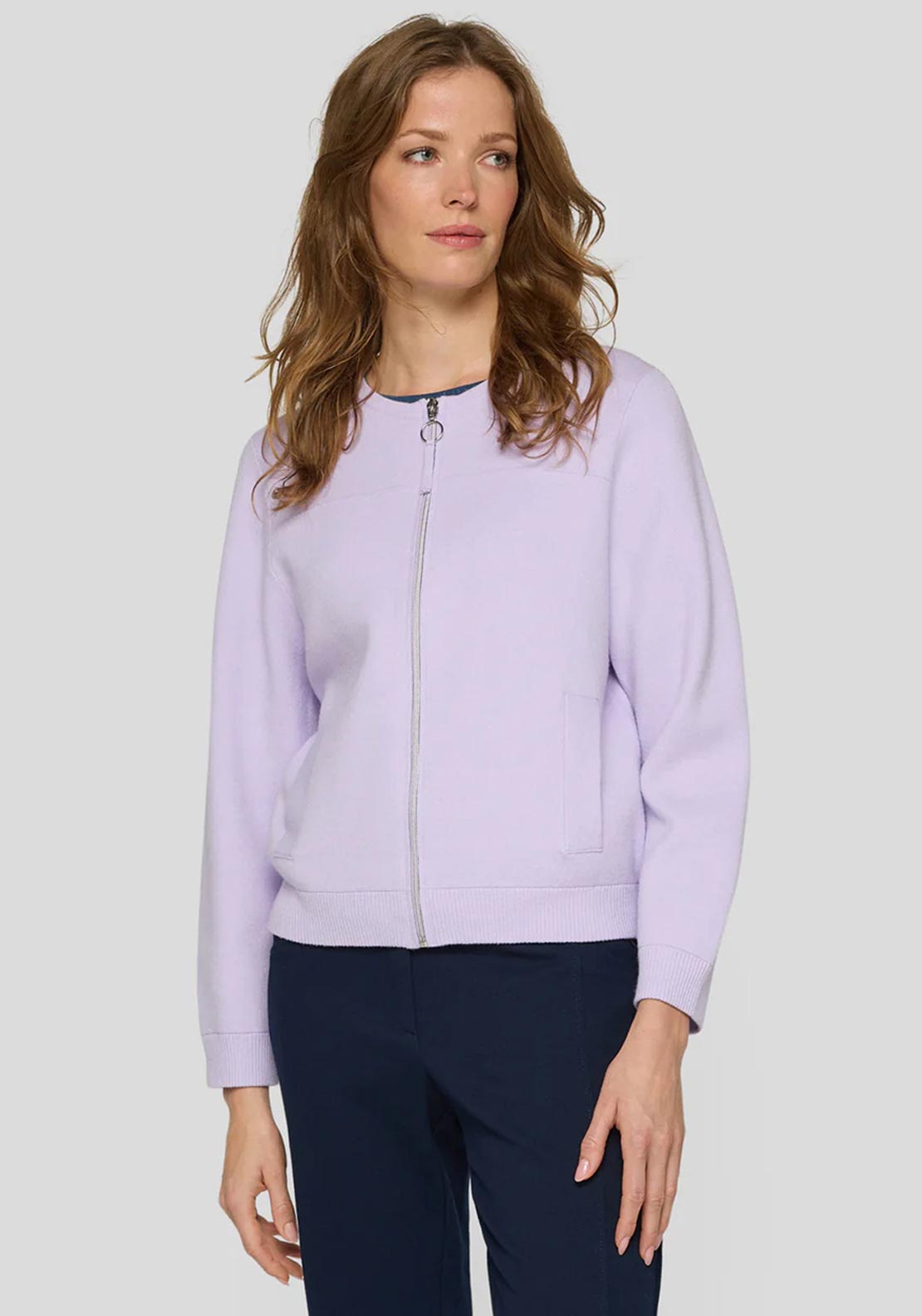 Rabe Zip Up Light Cardigan, Lilac