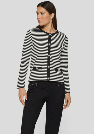 Rabe Button Up Striped Jacket, Black