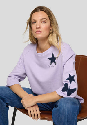 Rabe Round Neck With Print Sweatshirt, Lilac