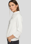 Rabe Waffle Texture With Printed Slogan And Rhinestone Detail, White