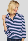 Rabe Striped with Buttons Polo Shirt, Purple