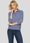 Rabe Striped with Buttons Polo Shirt, Purple
