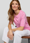 Rabe Fine Knit Button Shoulder Short Sleeve Top, Pink