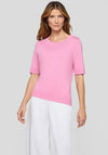 Rabe Fine Knit Button Shoulder Short Sleeve Top, Pink