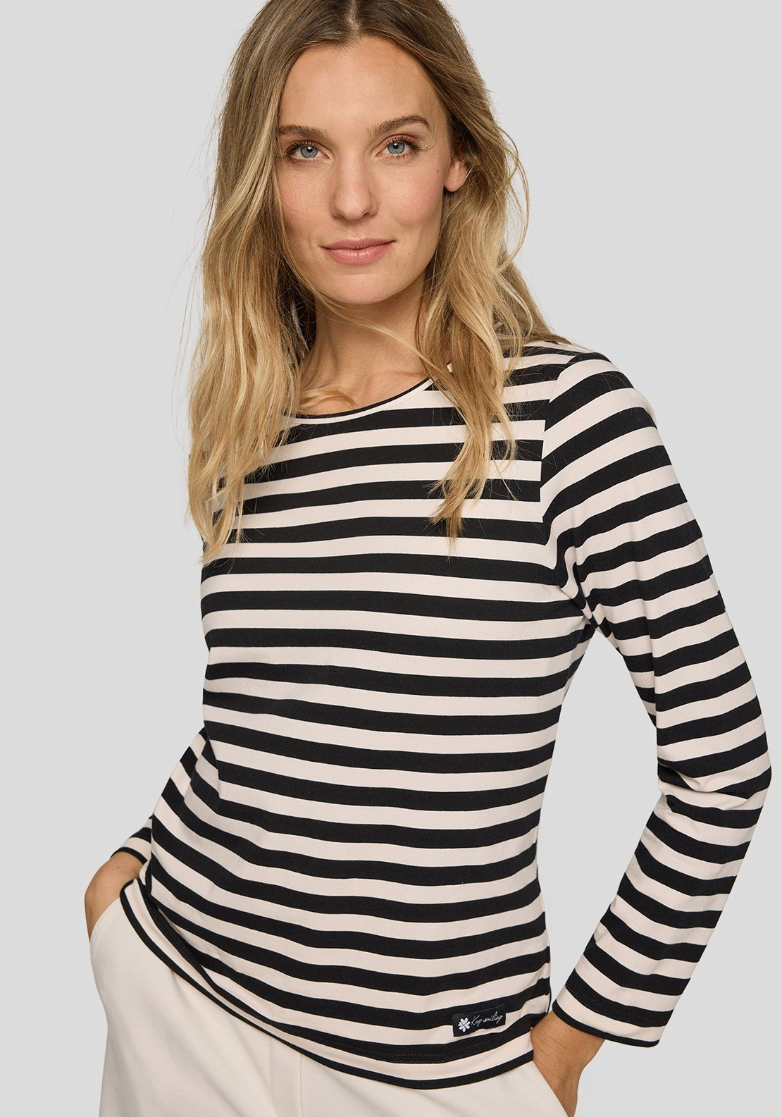 Rabe Striped Long Sleeve Top, Beige