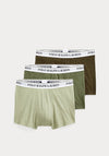 Ralph Lauren 3 Pack Stretch Cotton Trunks, Olive Green Multi