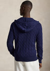 Ralph Lauren Cable Knit Full Zip Hooded Sweater, Navy