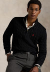 Ralph Lauren Cable Knit Quarter Zip Jumper, Black