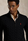Ralph Lauren Cable Knit Quarter Zip Jumper, Black