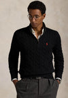 Ralph Lauren Cable Knit Quarter Zip Jumper, Black