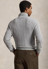 Ralph Lauren Cable Knit Quarter Zip Sweater, Grey Heather