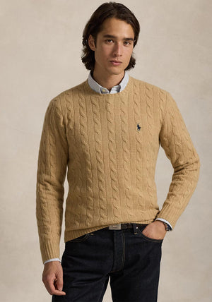 Ralph Lauren Cable Knit Wool-Cashmere Sweater, Camel