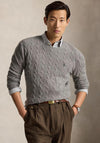 Ralph Lauren Cable Knit Wool-Cashmere Sweater, Grey