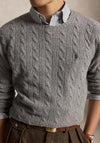Ralph Lauren Cable Knit Wool-Cashmere Sweater, Grey