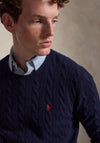 Ralph Lauren Cable Knit Wool-Cashmere Sweater, Navy