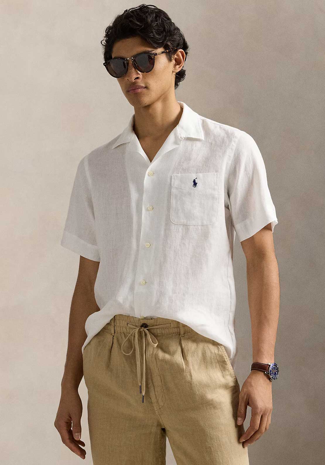 Ralph Lauren Camp Linen Shirt, White