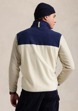 Ralph Lauren Colour-Blocked Brushed Fleece, Cream Multi