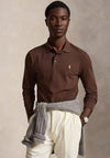 Ralph Lauren Custom Slim Fit Mesh Long Sleeve Polo Shirt, Nutmeg Brown