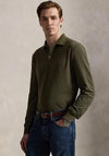 Ralph Lauren Custom Slim Fit Mesh Long Sleeve Polo Shirt, Olive Green