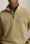 Ralph Lauren Double Knit Quarter Zip Sweatshirt, Beige