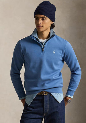Ralph Lauren Double Knit Quarter Zip Sweatshirt, Delta Blue