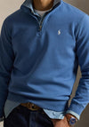 Ralph Lauren Double Knit Quarter Zip Sweatshirt, Delta Blue