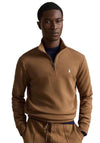 Ralph Lauren Double Knit Quarter Zip Sweatshirt, Brown