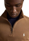 Ralph Lauren Double Knit Quarter Zip Sweatshirt, Brown