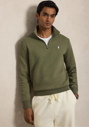 Ralph Lauren Double Knit Quarter Zip Sweatshirt, Green