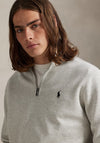 Ralph Lauren Double Knit Quarter Zip Sweatshirt, Grey Heather