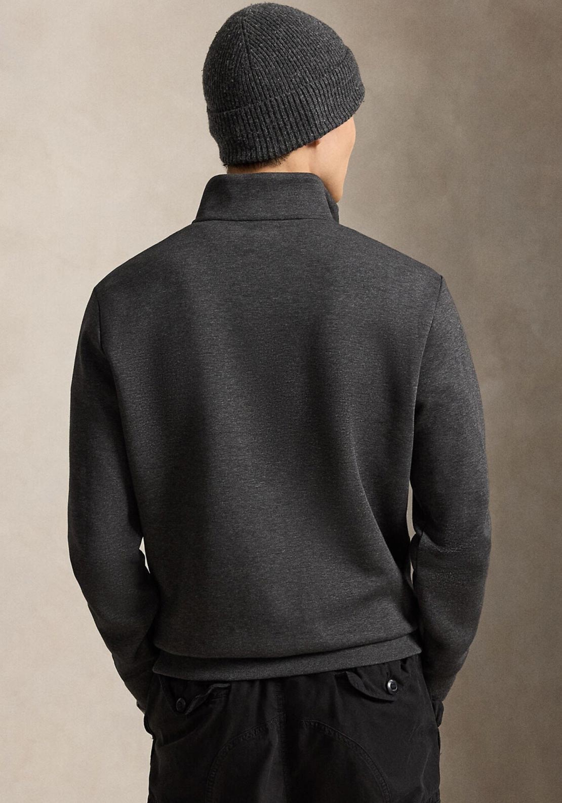 Ralph Lauren Double Knit Quarter Zip Sweatshirt, Grey
