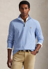Ralph Lauren Estate Rib Quarter Zip Sweatshirt, Blue Heather
