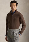 Ralph Lauren Estate Rib Quarter Zip Sweatshirt, Nutmeg Brown Heather