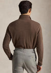 Ralph Lauren Estate Rib Quarter Zip Sweatshirt, Nutmeg Brown Heather