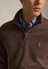 Ralph Lauren Estate Rib Quarter Zip Sweatshirt, Nutmeg Brown Heather