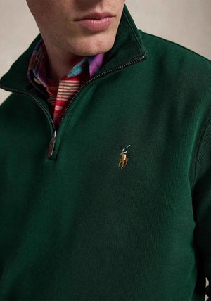 Ralph Lauren Estate Rib Quarter Zip Sweatshirt, Dark Green