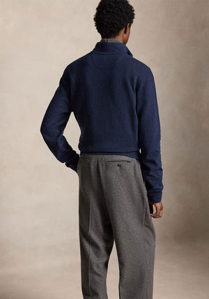 Ralph Lauren Herringbone Print Quarter Zip Sweater, Spring Navy Heather