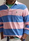 Ralph Lauren Iconic Striped Rugby Polo Shirt, Blue & Pink