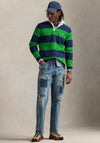 Ralph Lauren Iconic Striped Rugby Polo Shirt, Newport Navy & Green