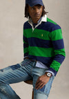 Ralph Lauren Iconic Striped Rugby Polo Shirt, Newport Navy & Green